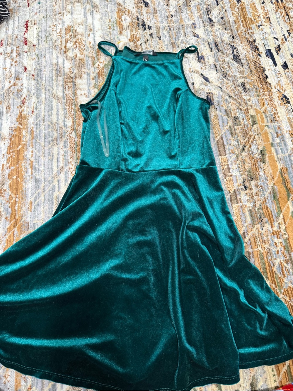 Emerald Green Velvet A-Line Dress xs